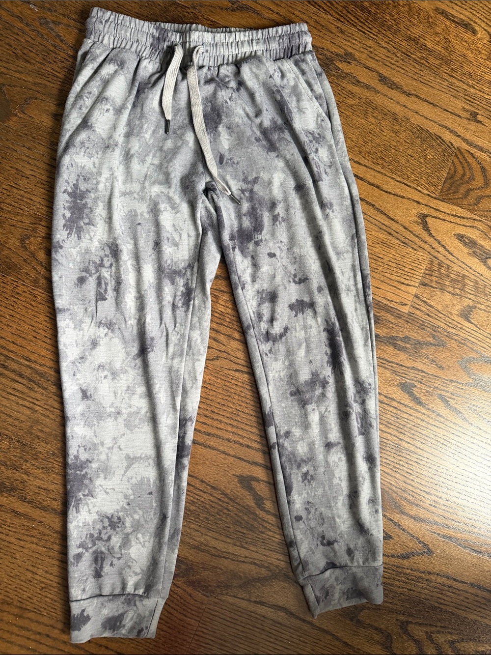 Woman’s Gray Tie-Dye Jogger Pants - Casual Drawstring Sweatpants Sz S